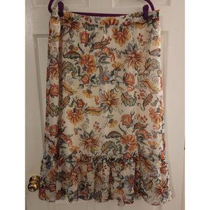 CJ Banks Autumn Leaves & Floral Skirt
